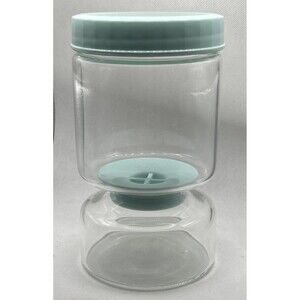 Pickle or Olive Hourglass Jar with Strainer Flip Pickle Juice Separator Aqua